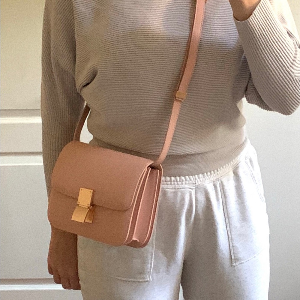 Liege Calfskin Medium Classic Box Flap Bag in pink